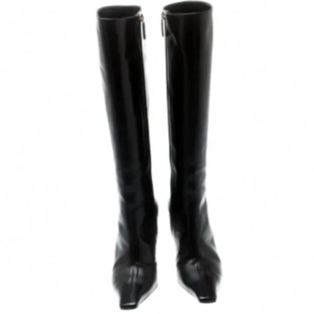 RARE Gucci G heel knee high leather boots 37.5 - Picture 3 of 8